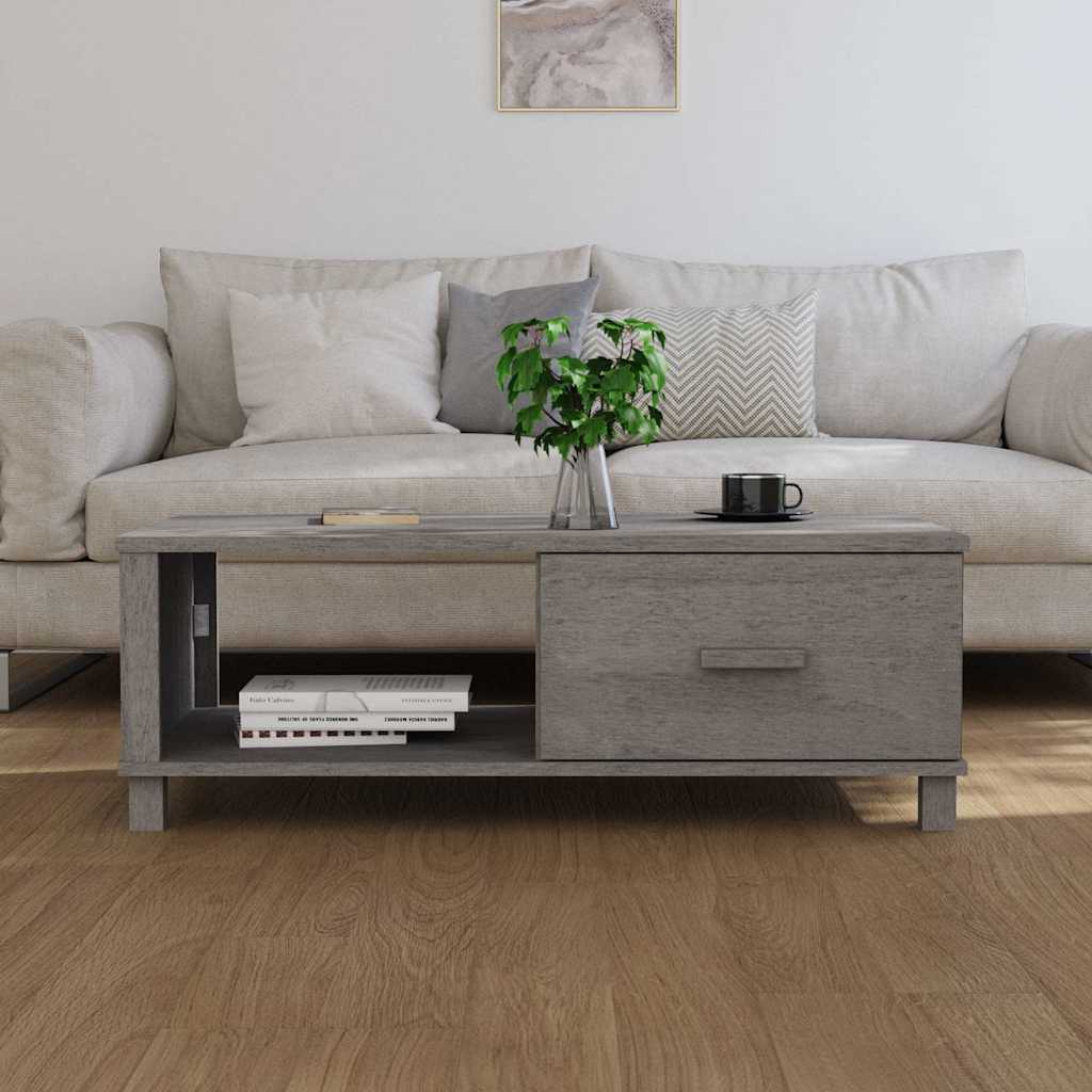 Mesa de centro hamar 100x55x35 cm pinho maciço cinza-claro