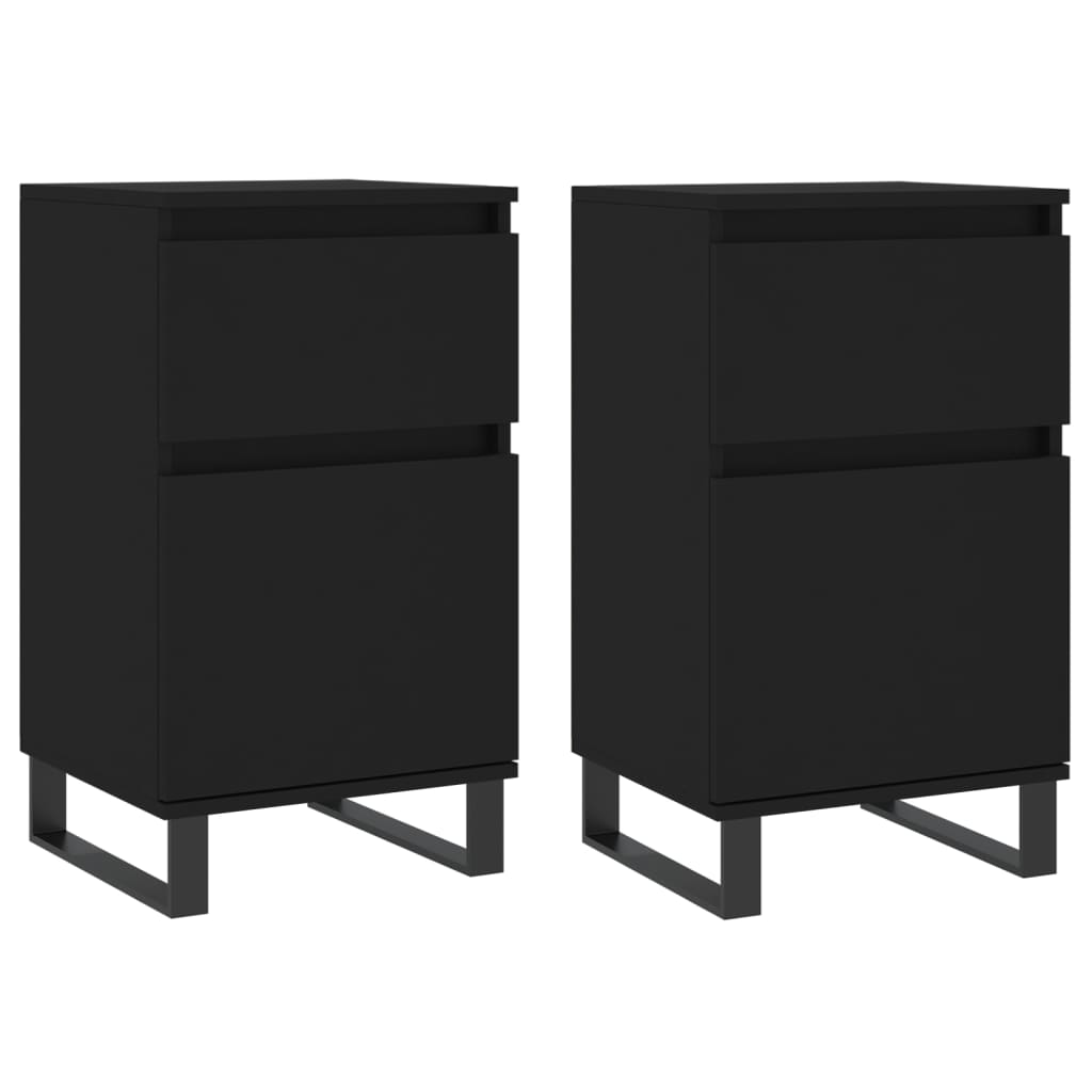 Aparadores 2 pcs 40x35x70 cm derivados de madeira preto