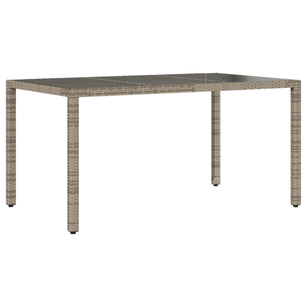 7 Pcs conjunto jantar jardim c/ almofadões vime PE/vidro cinza
