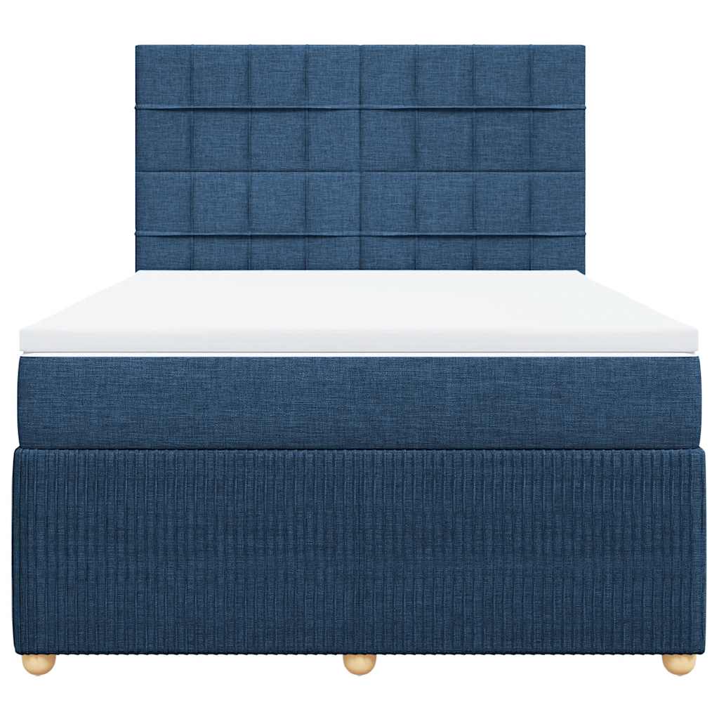Cama com molas/colchão 160x200 cm tecido azul
