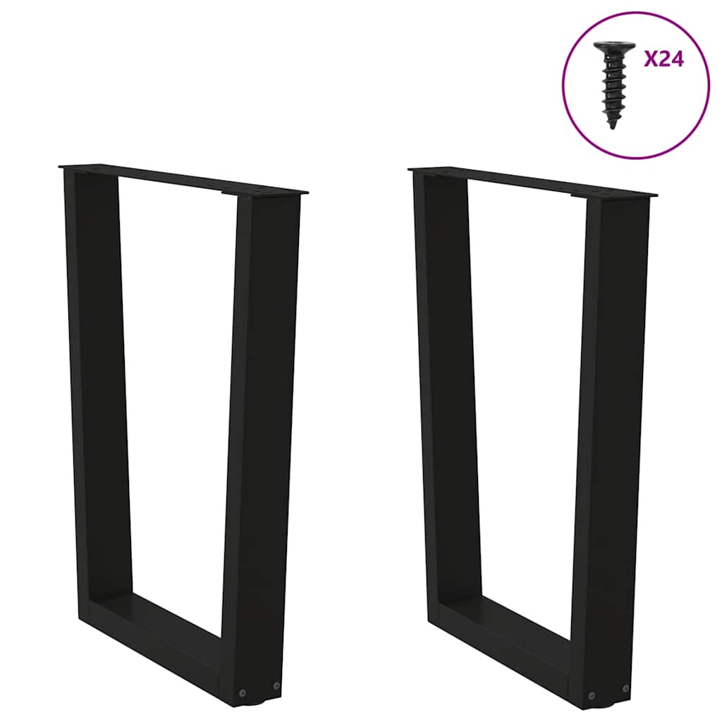 Pernas para mesa de jantar em v, 2 peças, pretas, 60x(72-73,3) cm, aço