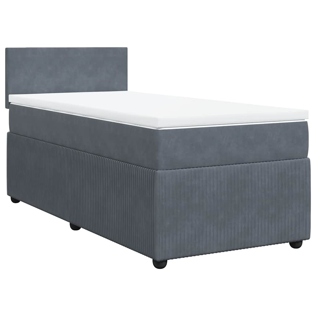 Cama com molas/colchão 90x200 cm veludo cinza-escuro