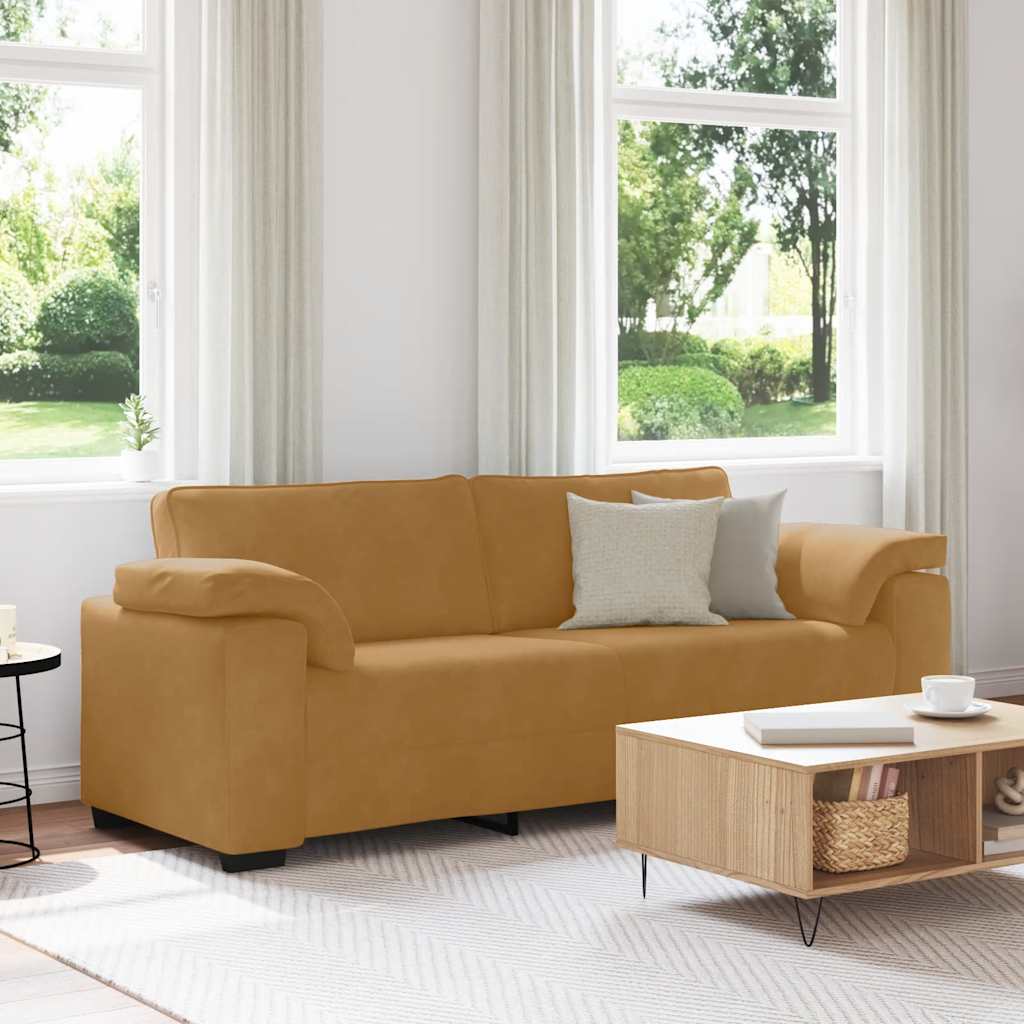 Sofá de 3 lugares 220x77x82 cm veludo castanho