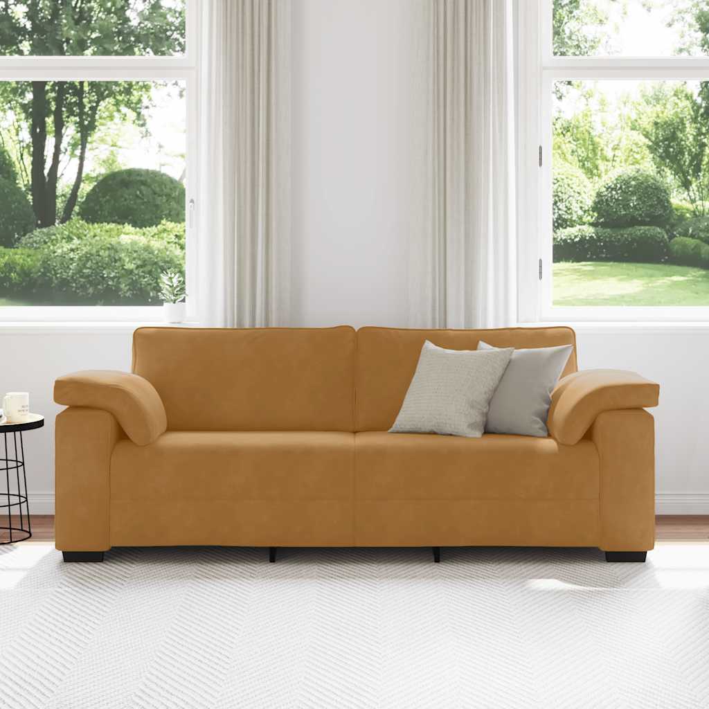 Sofá de 3 lugares 220x77x82 cm veludo castanho