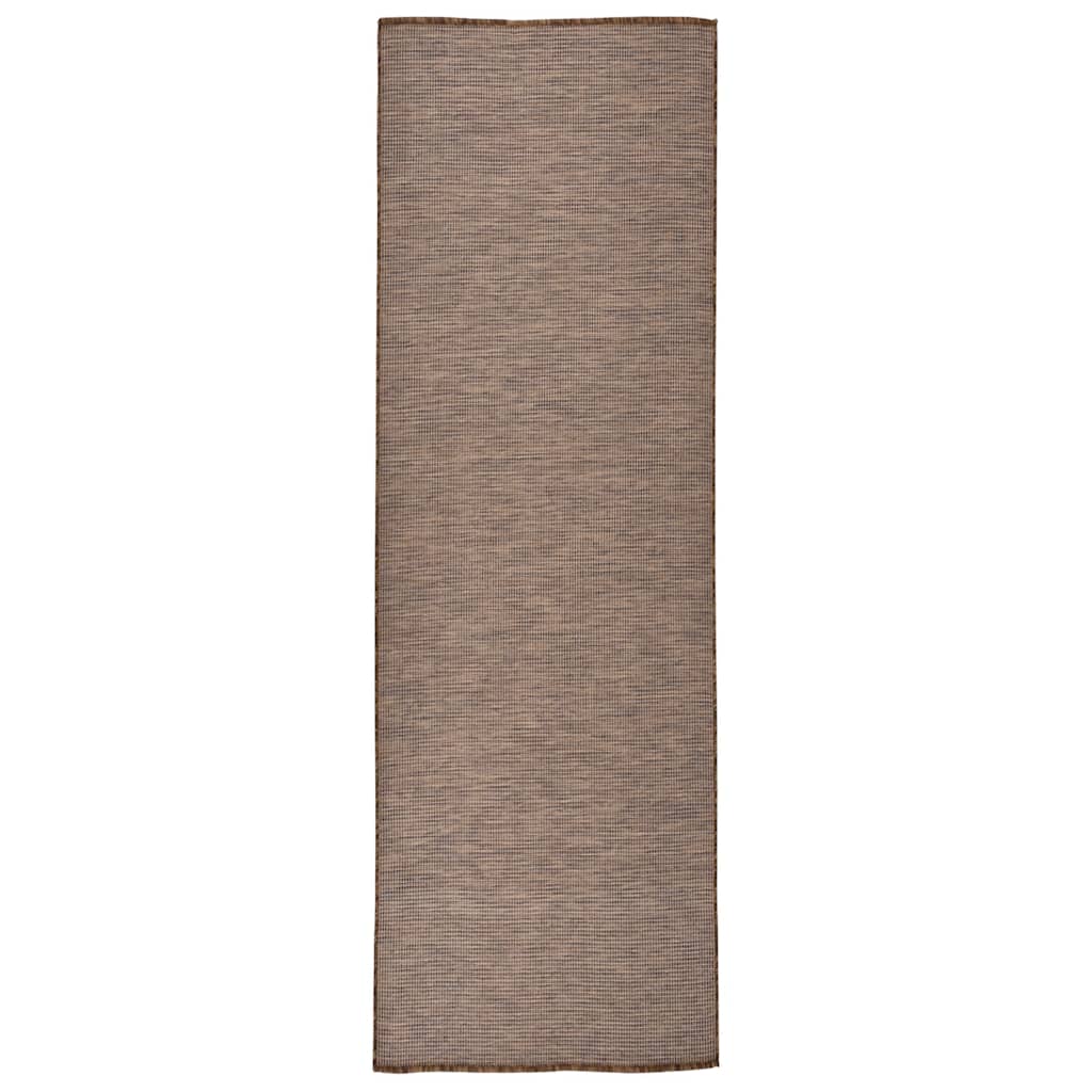 Tapete de tecido plano para exterior 80x250 cm castanho