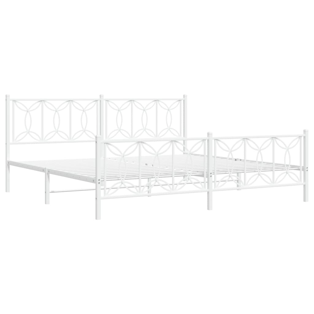 Estrutura de cama com cabeceira e pés 193x203 cm metal branco