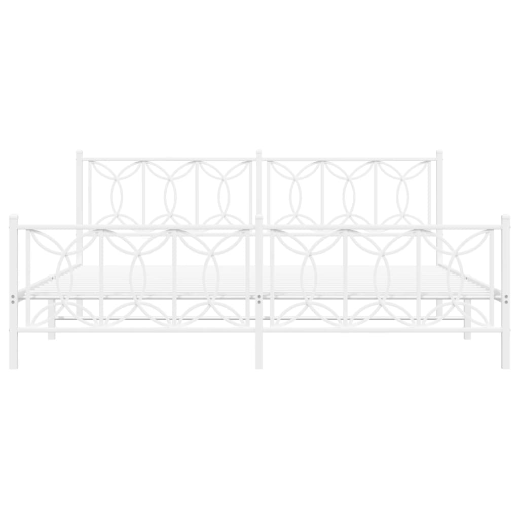 Estrutura de cama com cabeceira e pés 193x203 cm metal branco