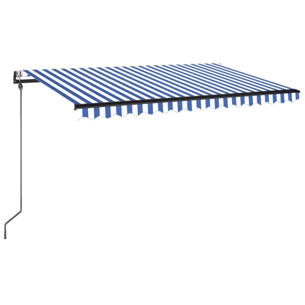 Toldo automático c/ LED e sensor de vento 450x350cm azul/branco