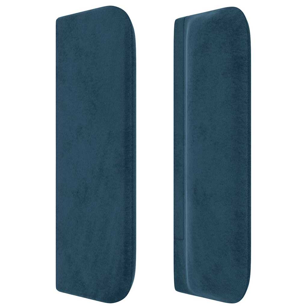 Cabeceira de cama c/ abas veludo 203x16x78/88cm azul-escuro