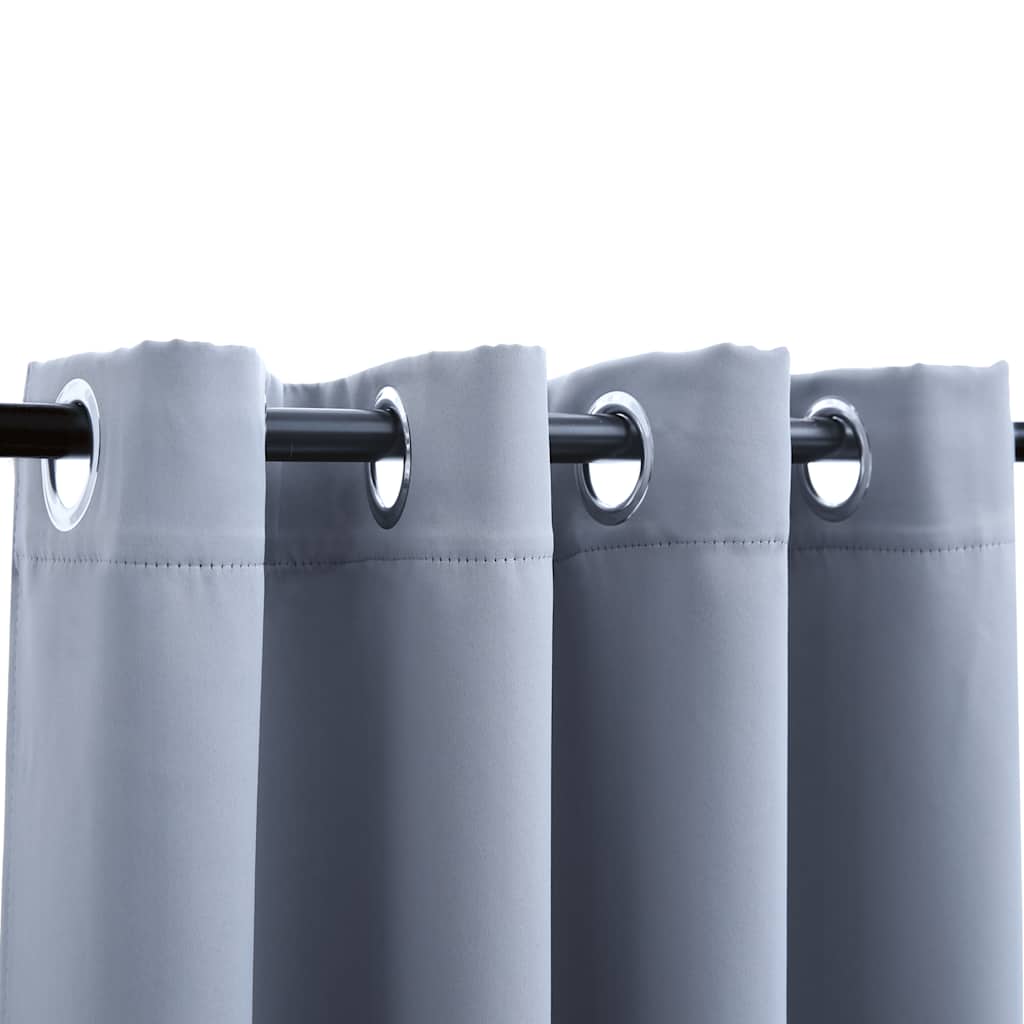 Cortinas blackout c/ argolas em metal 2 pcs 140x175 cm cinzento