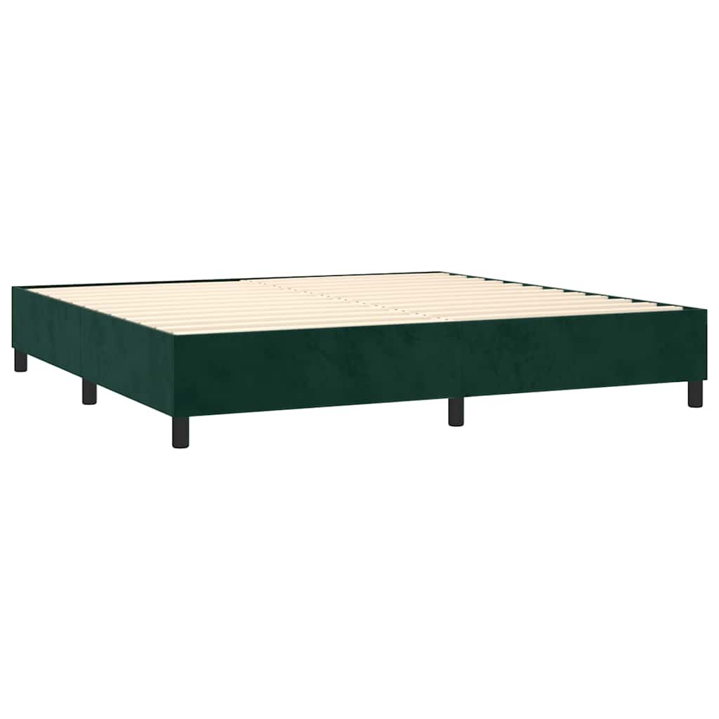 Cama com molas/colchão 180x200 cm veludo verde-escuro