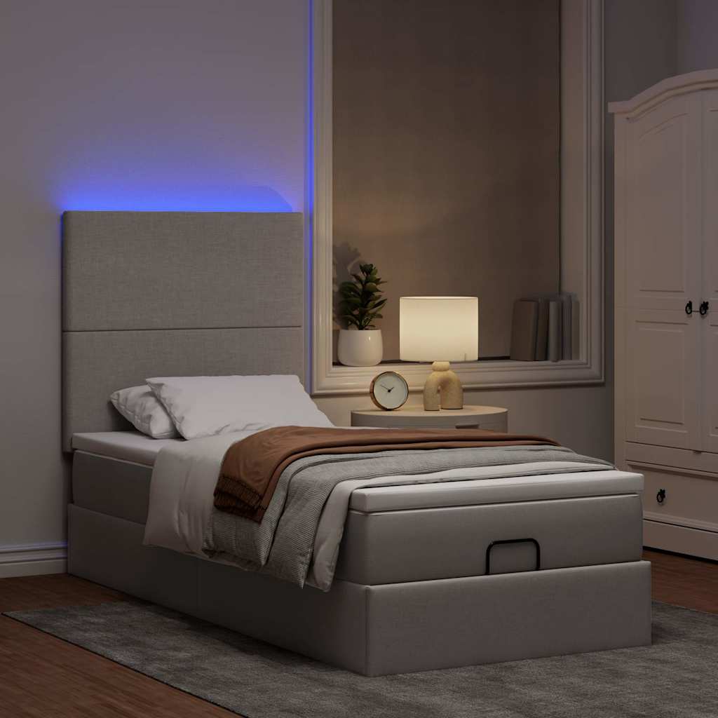 Cama otomana com colchão & leds 90x200 cm cinza-acastanhado