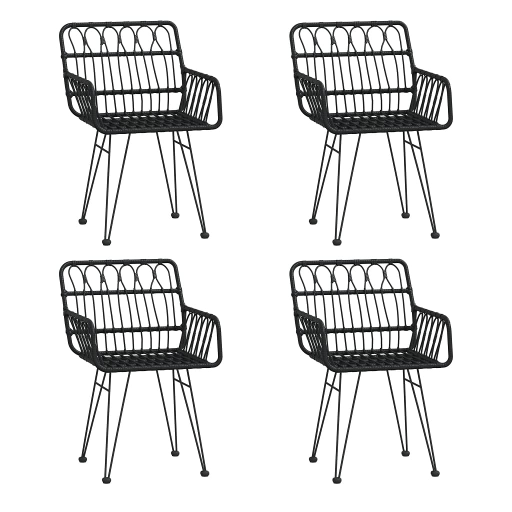 5 Pcs conjunto de jantar p/ jardim vime PE preto
