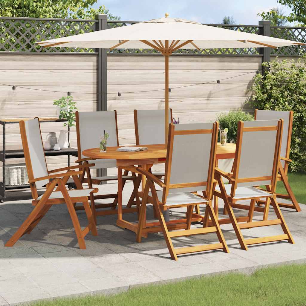 Cadeiras de jardim dobráveis 6 pcs acácia maciça e textilene