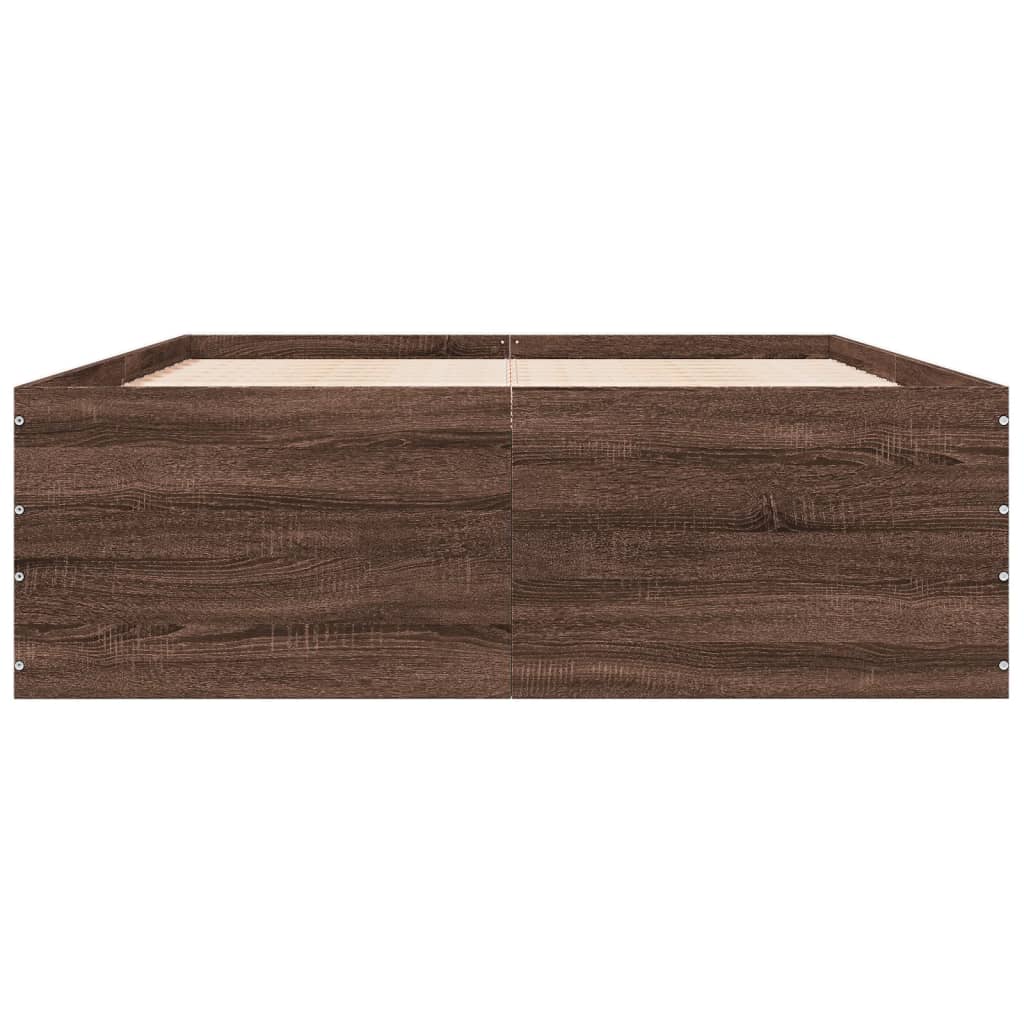Estrutura de cama 135x190cm derivados madeira carvalho castanho