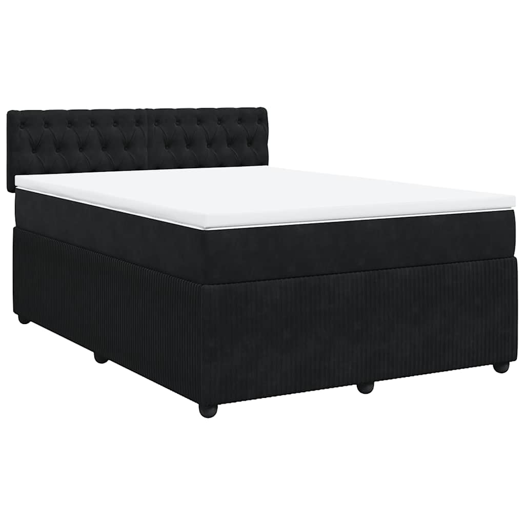 Cama com molas/colchão 140x190 cm veludo preto