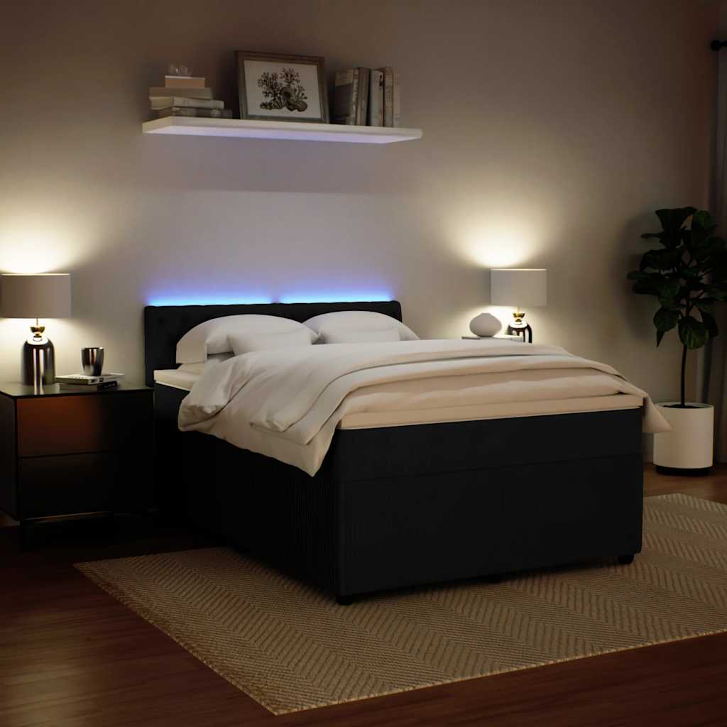 Cama com molas/colchão 140x190 cm veludo preto