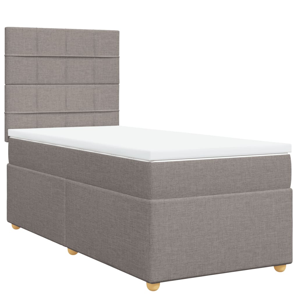 Cama com molas/colchão 90x190 cm tecido castanho-acinzentado