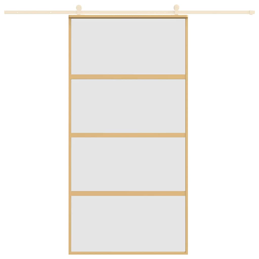 Porta deslizante 102,5x205 cm vidro esg fosco/alumínio dourado