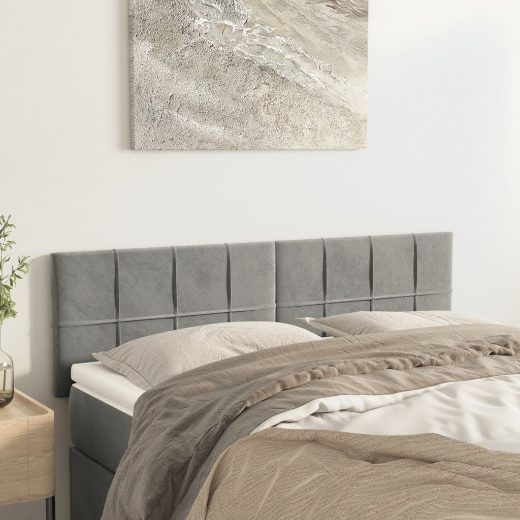 Cabeceiras cinzento-claro 144x5x78/88 cm veludo
