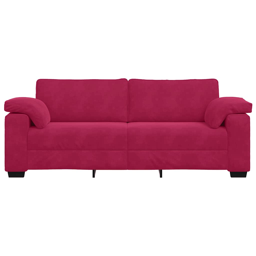 Sofá de 3 lugares veludo 220x77x82 cm vermelho tinto
