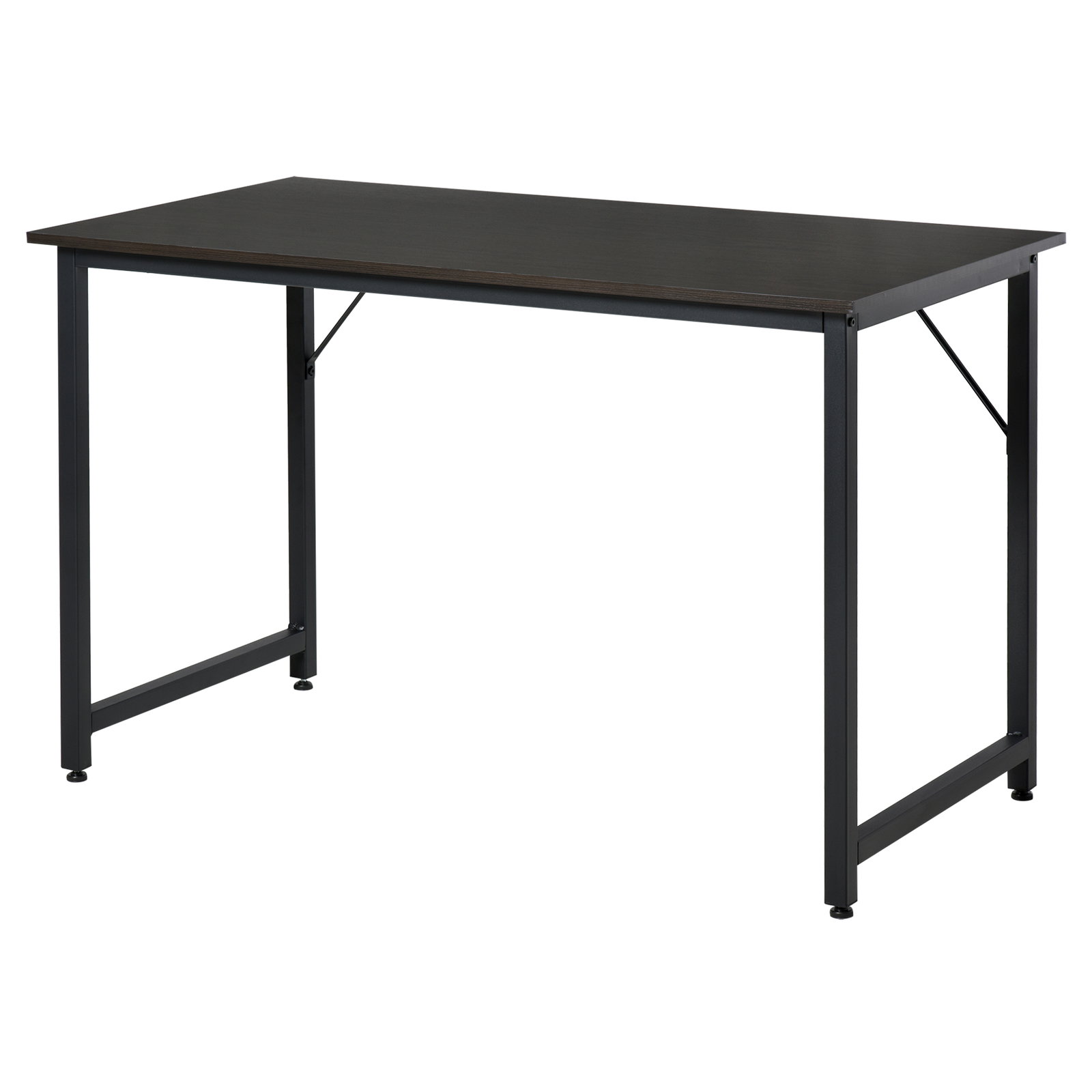 Secdretária mesa de computador com pés ajustáveis e estrutura em aço secretária estilo moderno 120x60x73 cm marrom escuro e preto