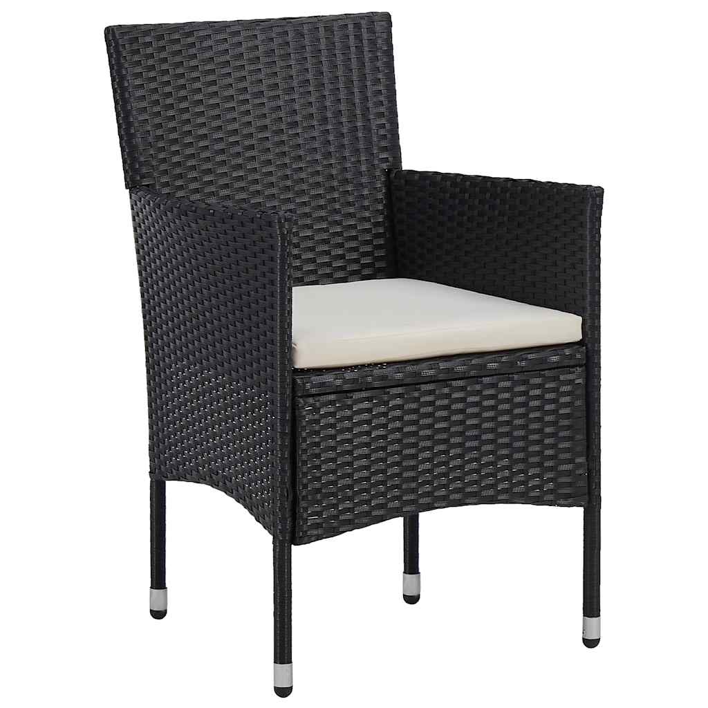 5 Pcs conjunto de jantar para jardim vime PE preto