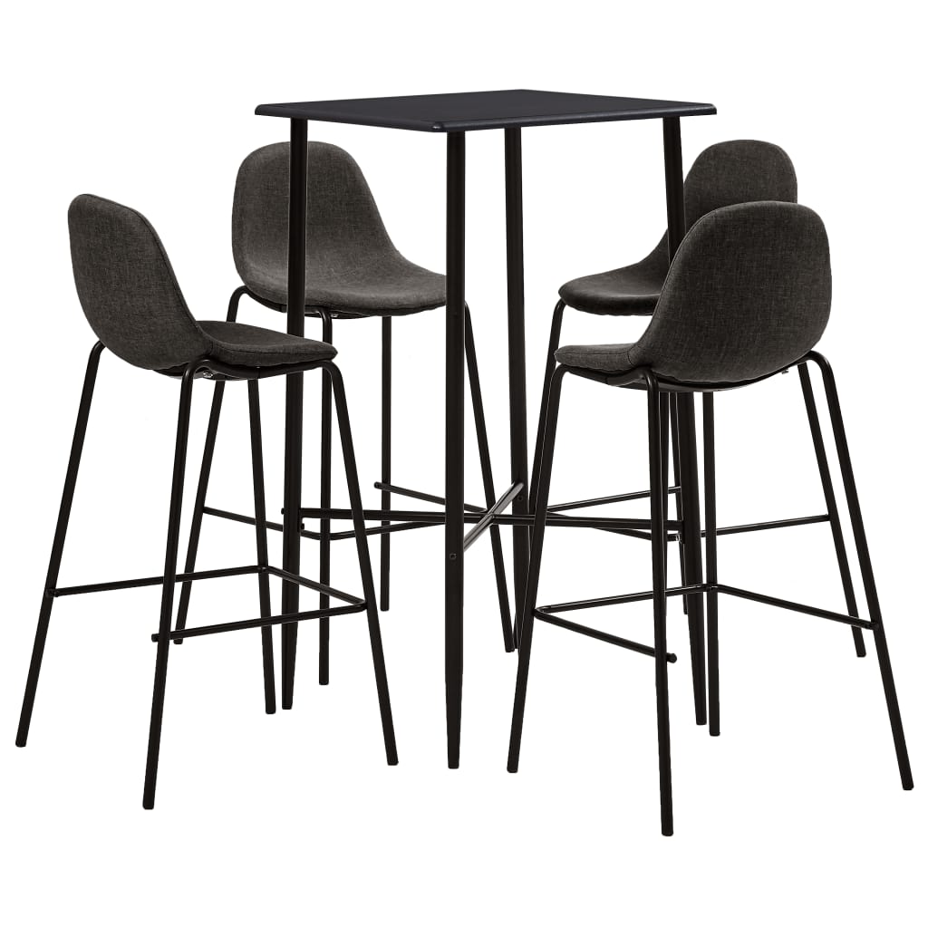 5 Pcs conjunto de bar tecido cinzento-escuro