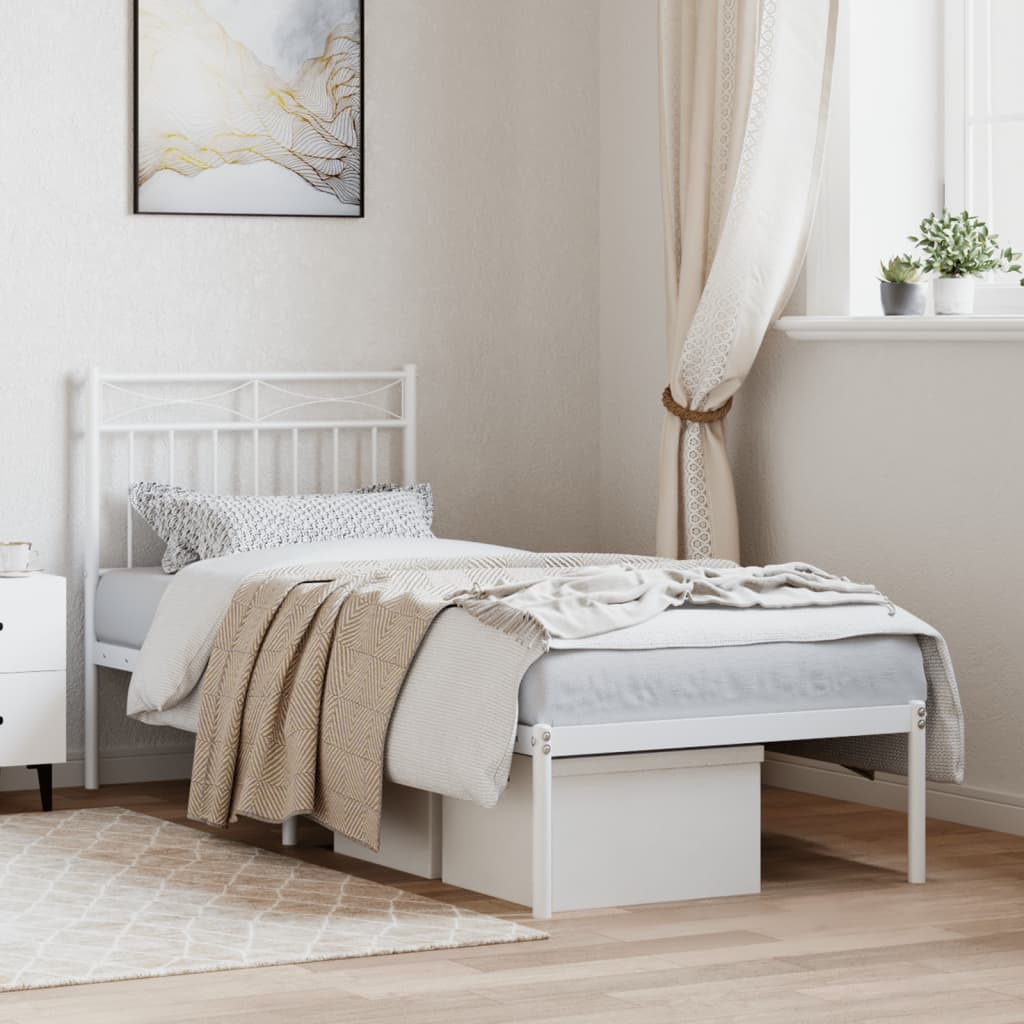 Estrutura de cama sem colchão com cabeceira 75x190 cm branco