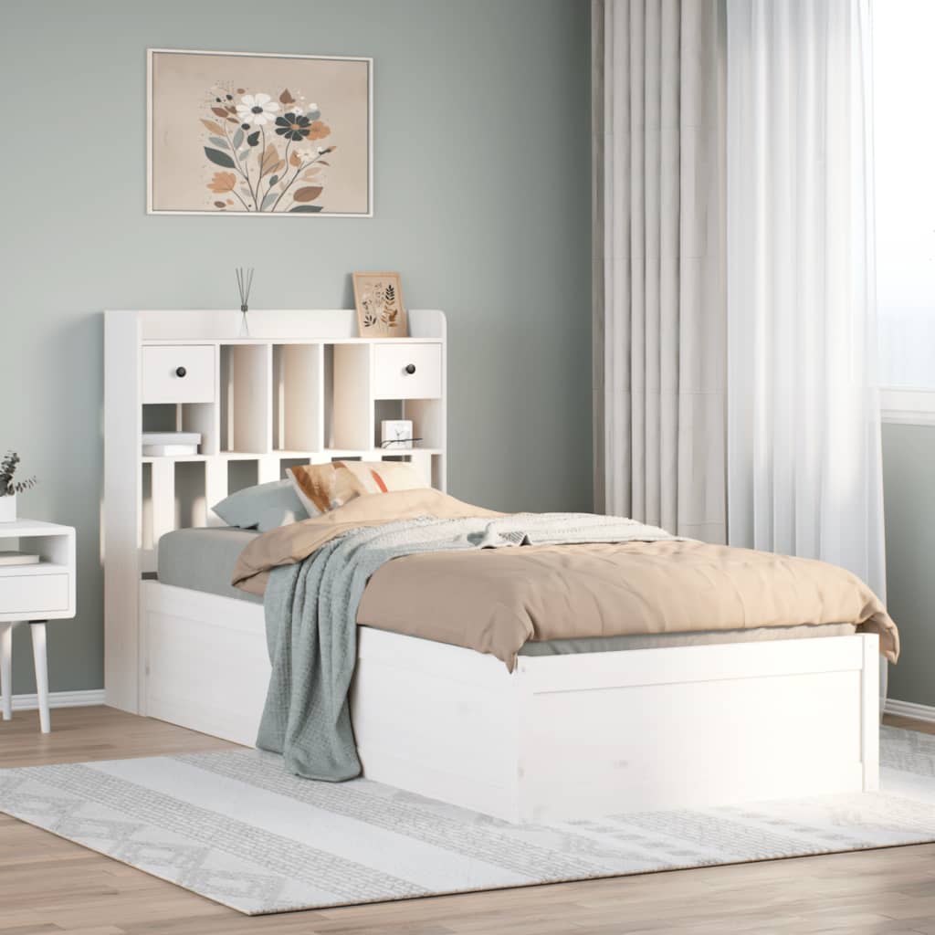 Cama sem colchão 90x190 cm madeira de pinho maciça branco