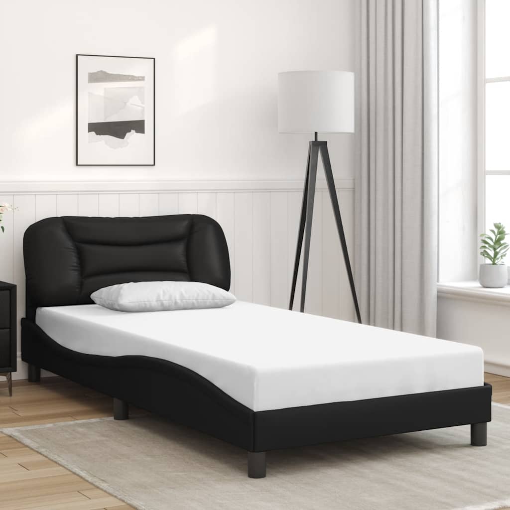 Estrutura de cama sem colchão hvar 100x200 cm couro artificial preto
