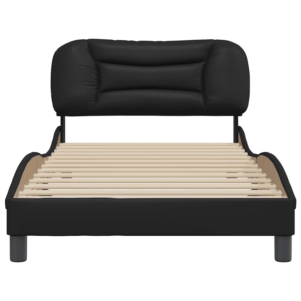 Estrutura de cama sem colchão hvar 100x200 cm couro artificial preto