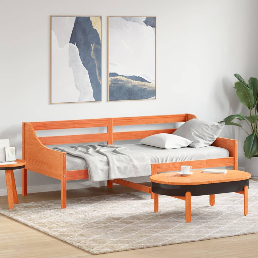Sofá-cama sem colchão 80x200 cm madeira de pinho castanho cera