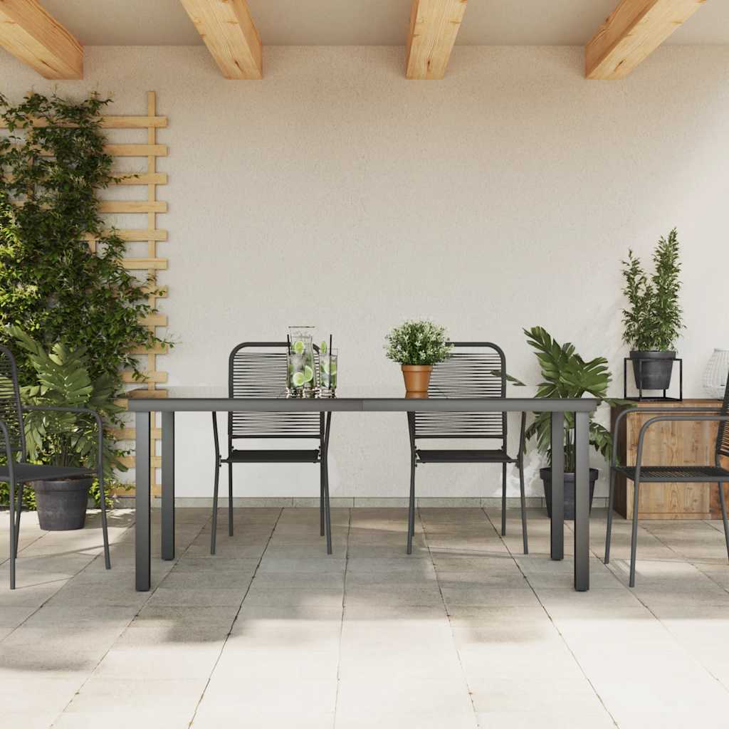 Mesa de jardim em alumínio e vidro 190x90x74 cm preto