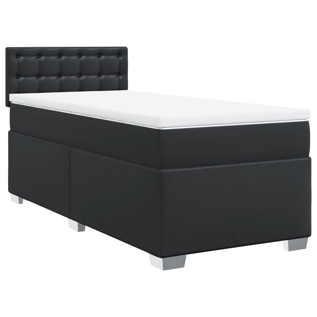 Cama com molas/colchão 90x200 cm couro artificial preto