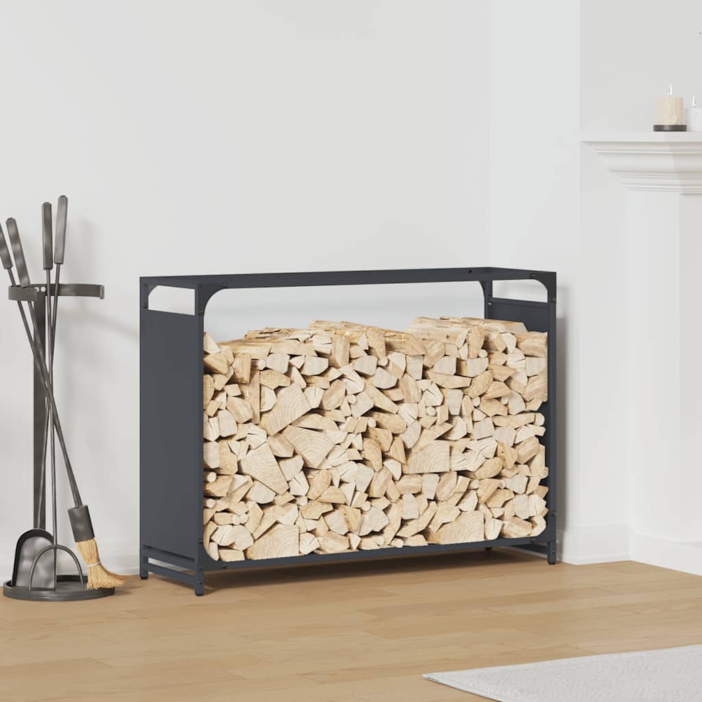 Suporte para lenha 90x28x65 cm aço laminado a frio antracite