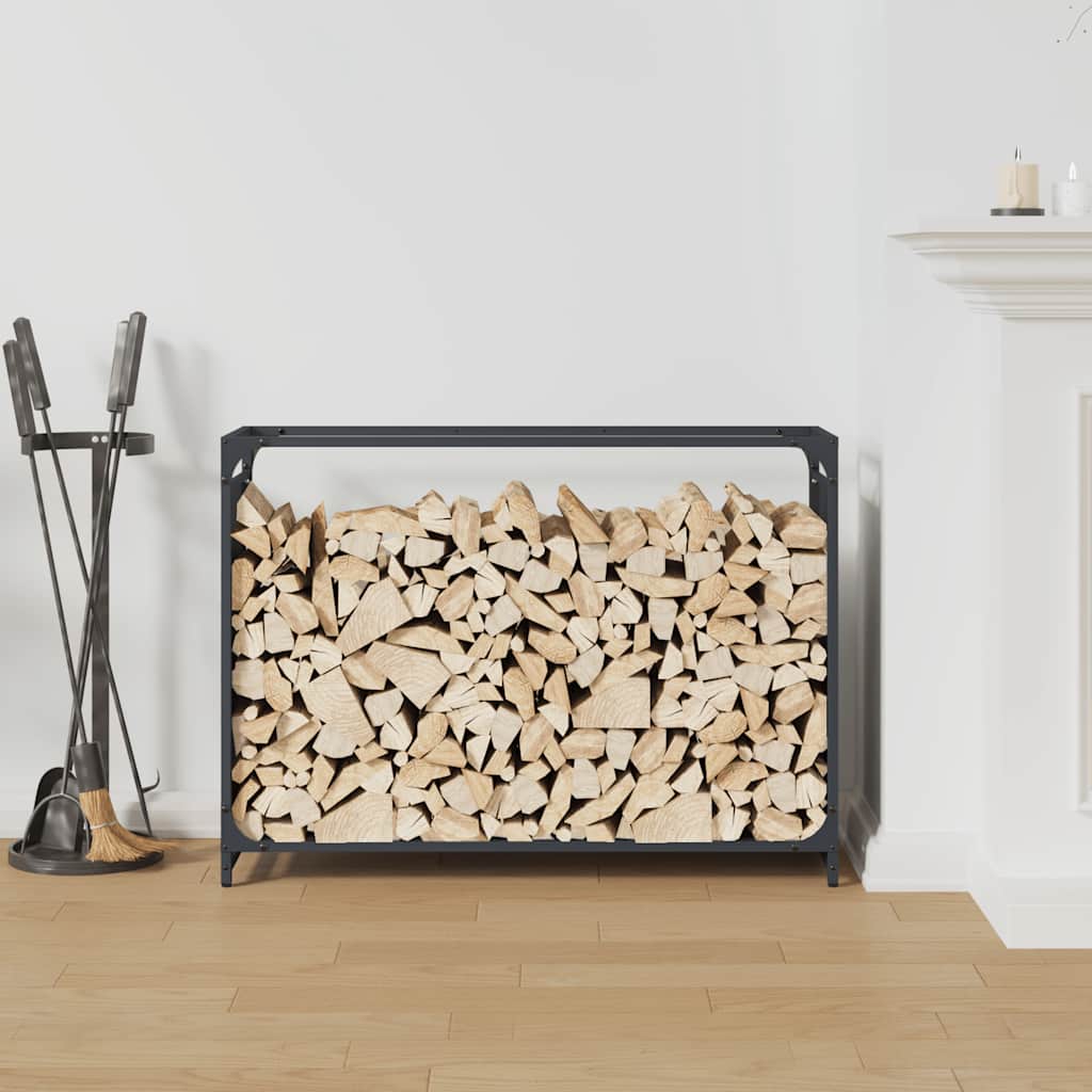 Suporte para lenha 90x28x65 cm aço laminado a frio antracite