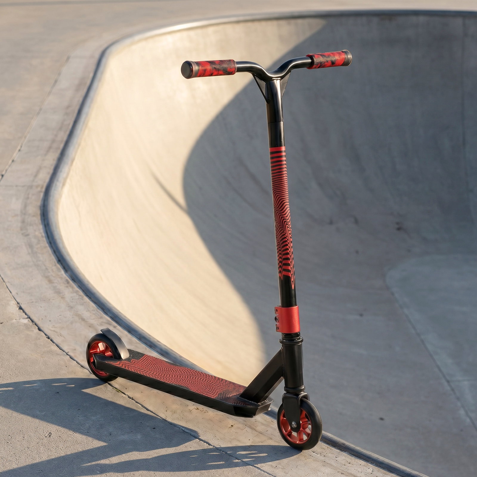 Trotinete acrobática com guiador 360° rolamentos abec-9 rodas de pu de 120 mm estrutura de alumínio 66x47x81 cm vermelho