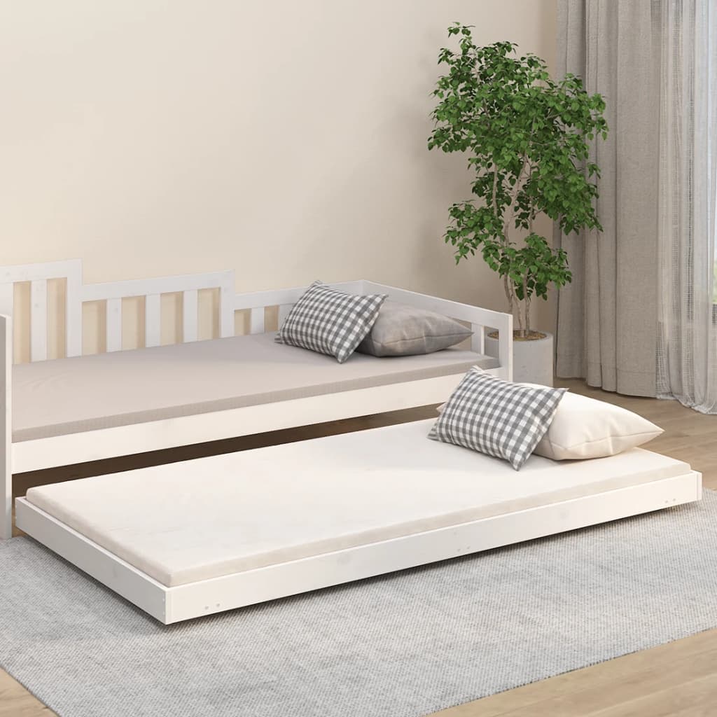 Cama sem colchão 90x200 cm madeira de pinho maciça branco