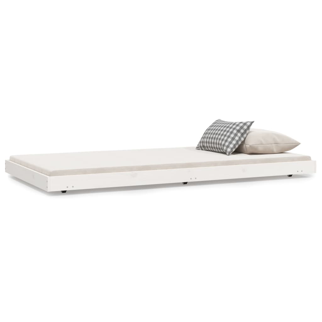 Cama sem colchão 90x200 cm madeira de pinho maciça branco