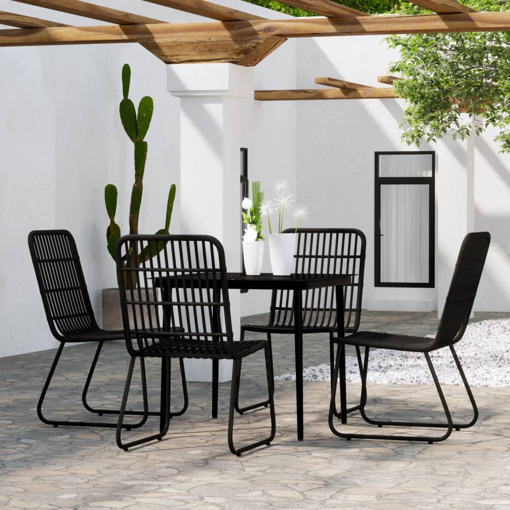 5 Pcs conjunto de jantar para jardim preto
