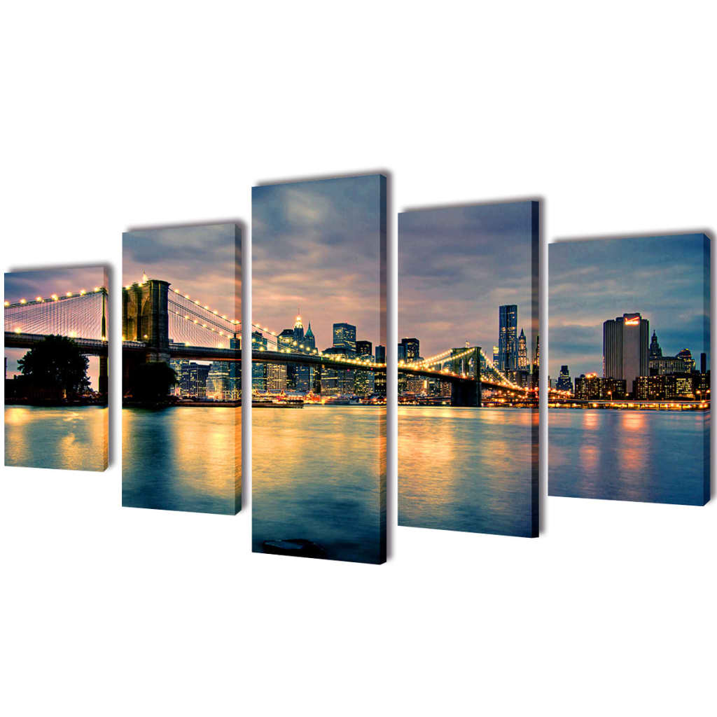 Políptico com impressão vista rio da ponte de brooklyn 200 x 100 cm