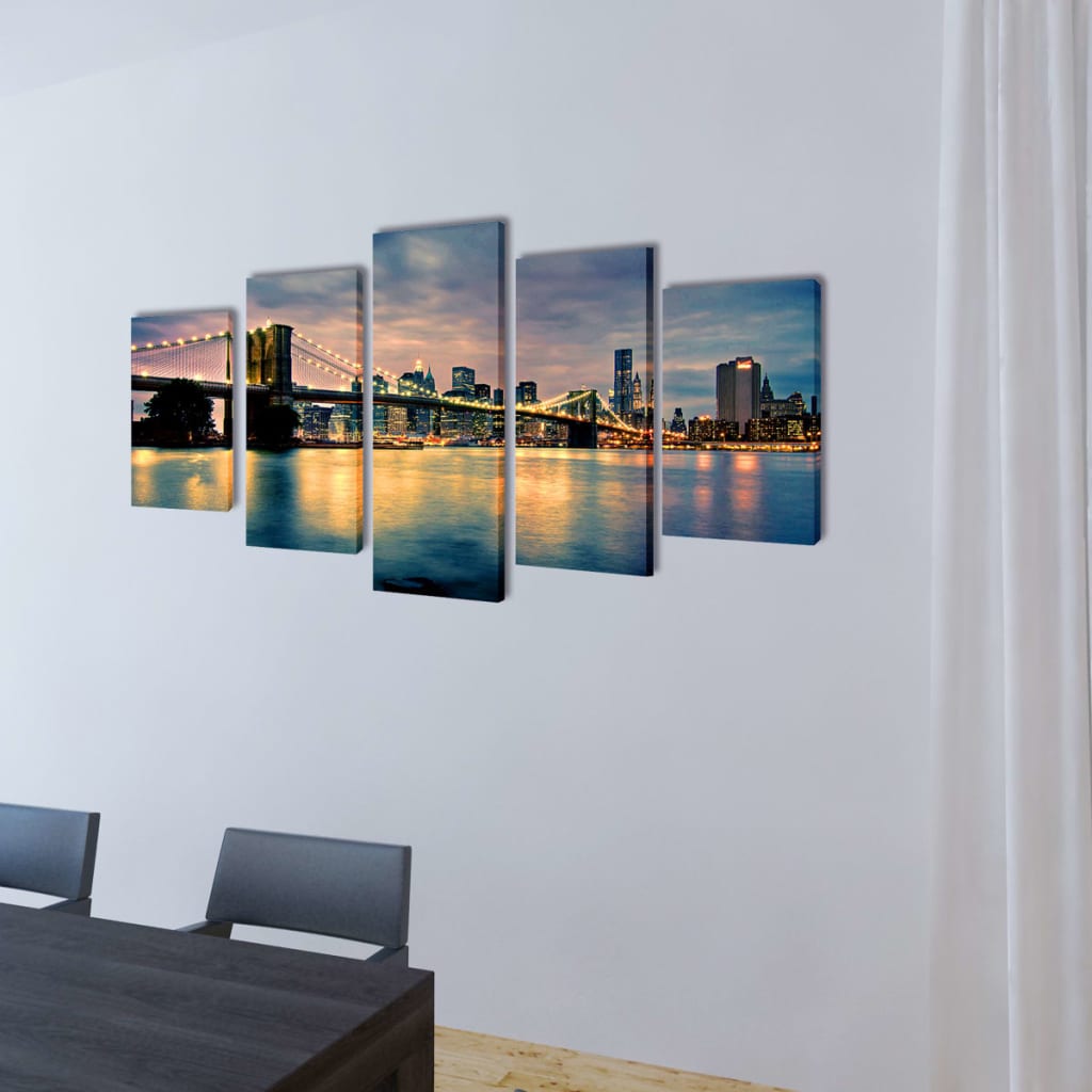 Políptico com impressão vista rio da ponte de brooklyn 200 x 100 cm