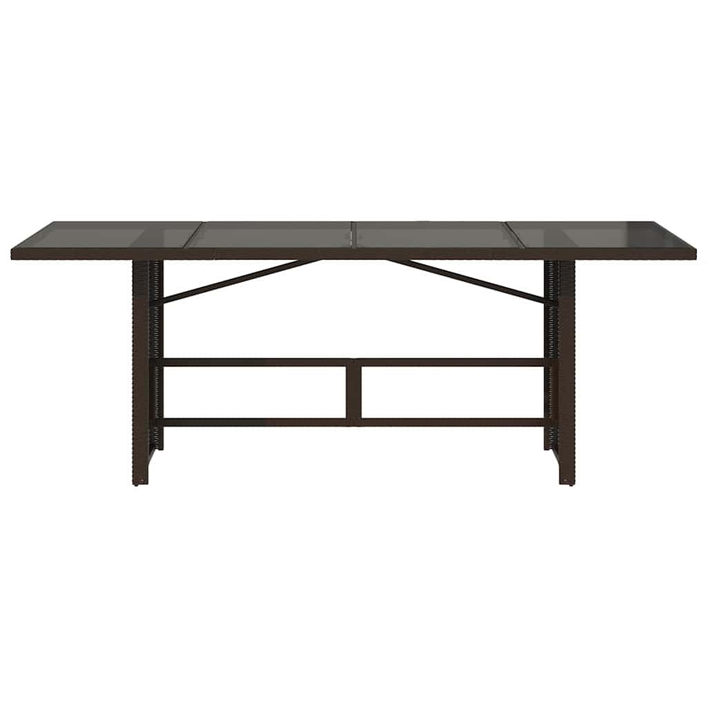 Mesa de jardim com tampo de vidro 190x80x75 cm vime PE castanho