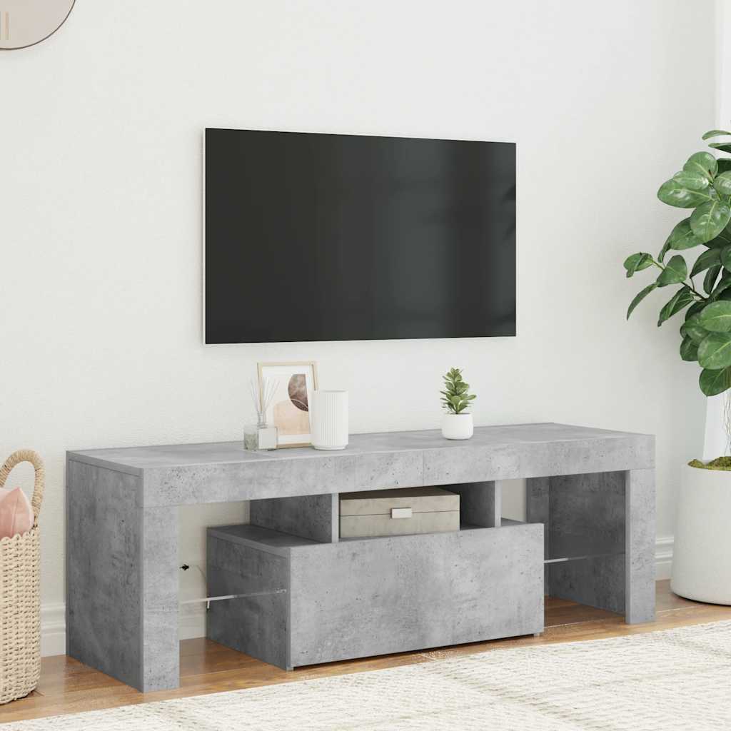 Móvel de TV com luzes LED 120x35x40 cm cinzento cimento