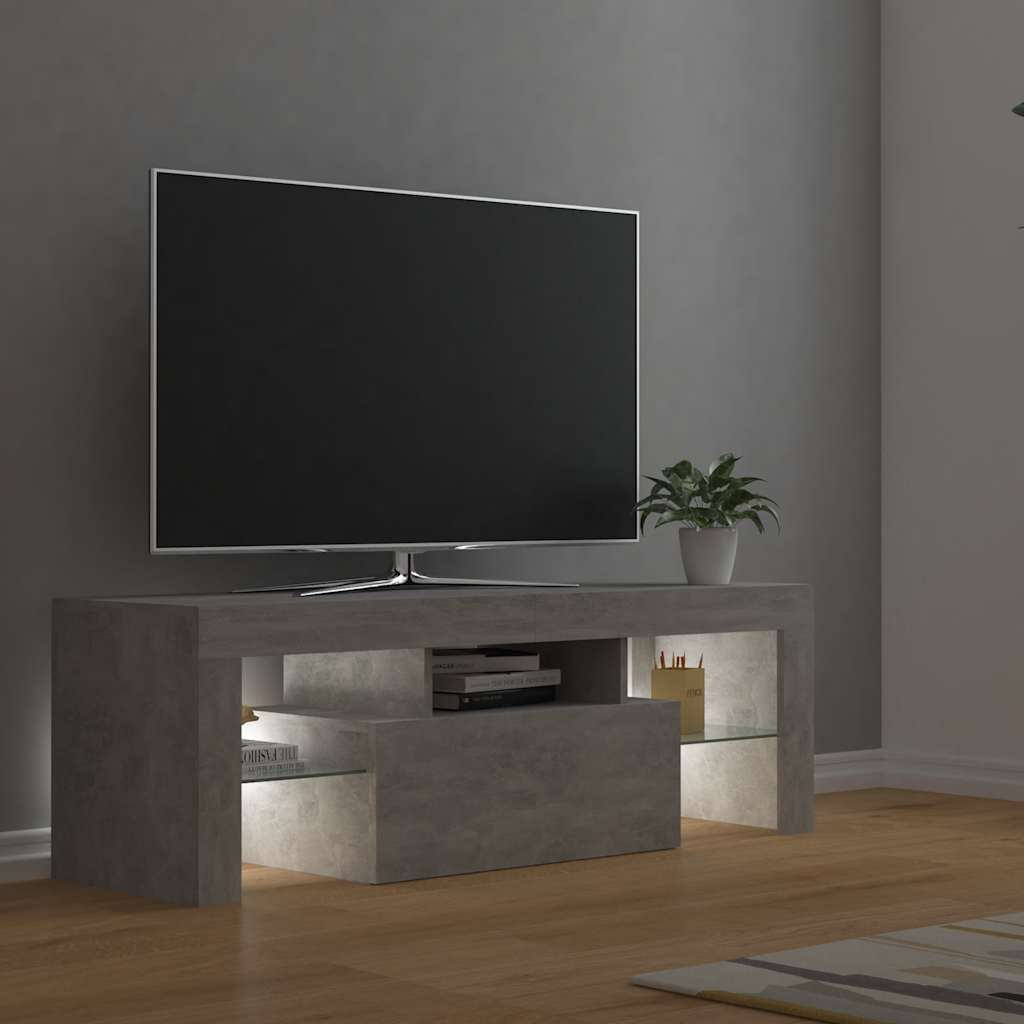 Móvel de TV com luzes LED 120x35x40 cm cinzento cimento