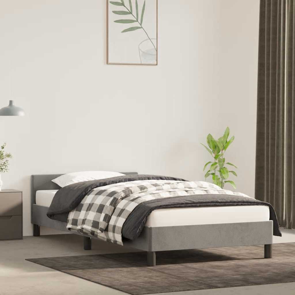 Estrutura de cama sem colchão 90x200 cm veludo cinzento-claro