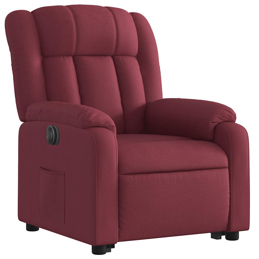 Poltrona reclinável elevatória elétrica tecido vermelho-tinto