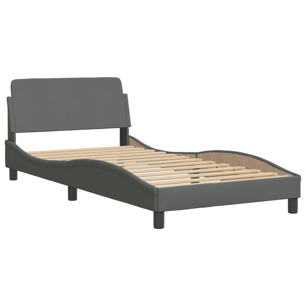 Cama com colchão dover 100x200 cm tecido cinzento-escuro