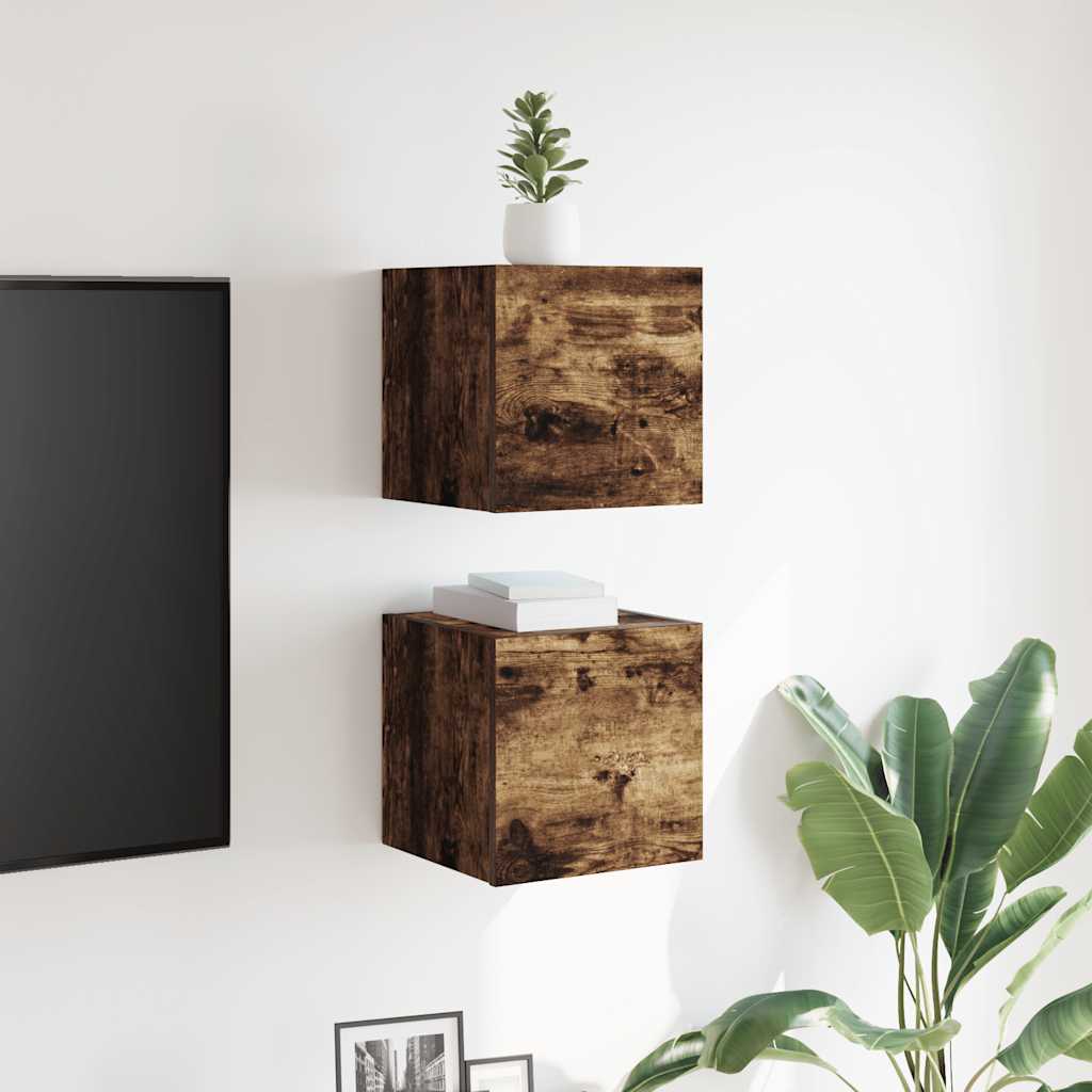 Móveis de TV de parede 2 pcs 30,5x30x30 cm cor carvalho fumado